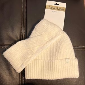 Calvin Klein rib knit beanie and headband